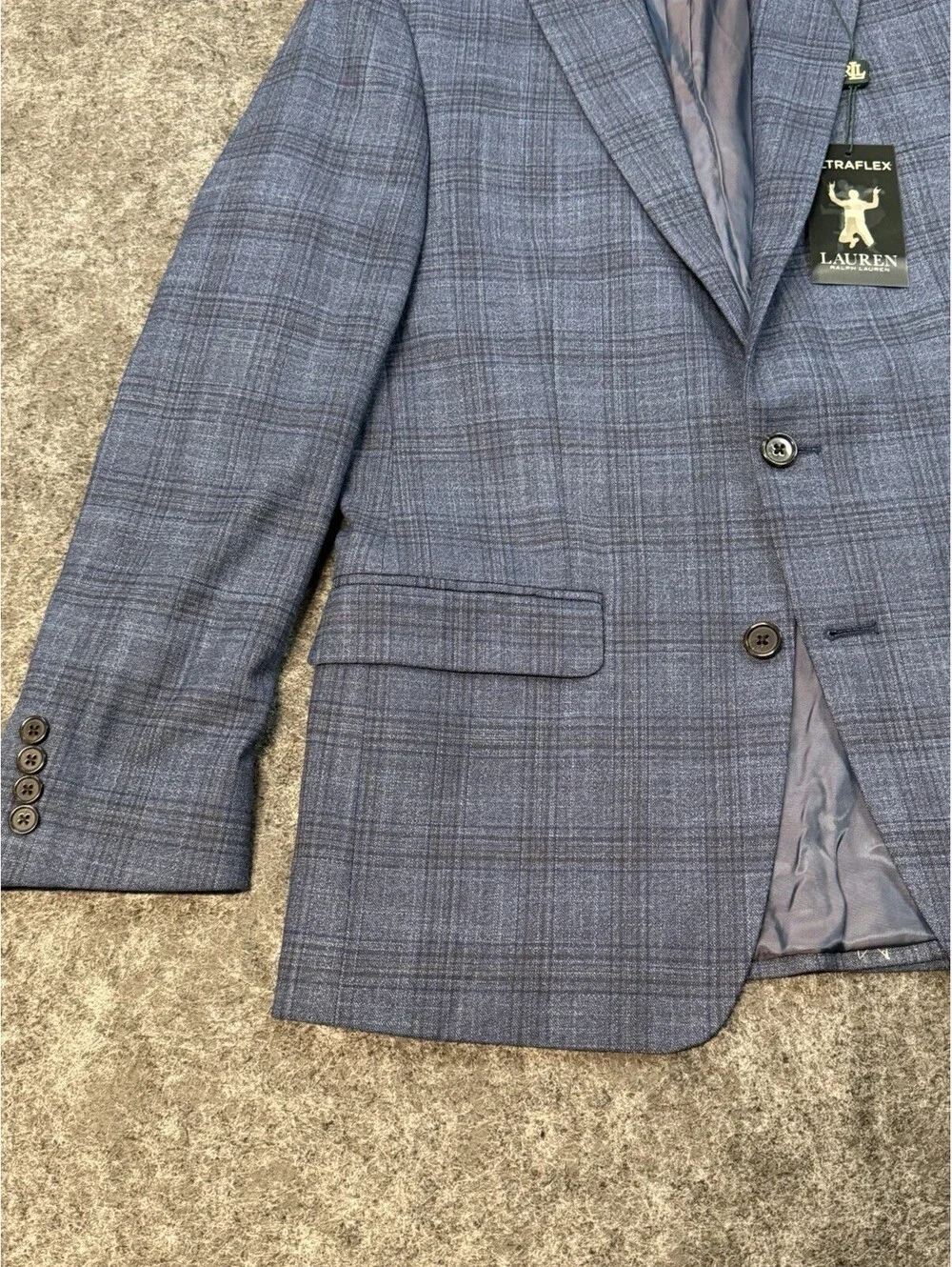 Lauren Ralph Lauren Ultraflex Blue Plaid Sport Coat Blazer 38R Stretch NWT